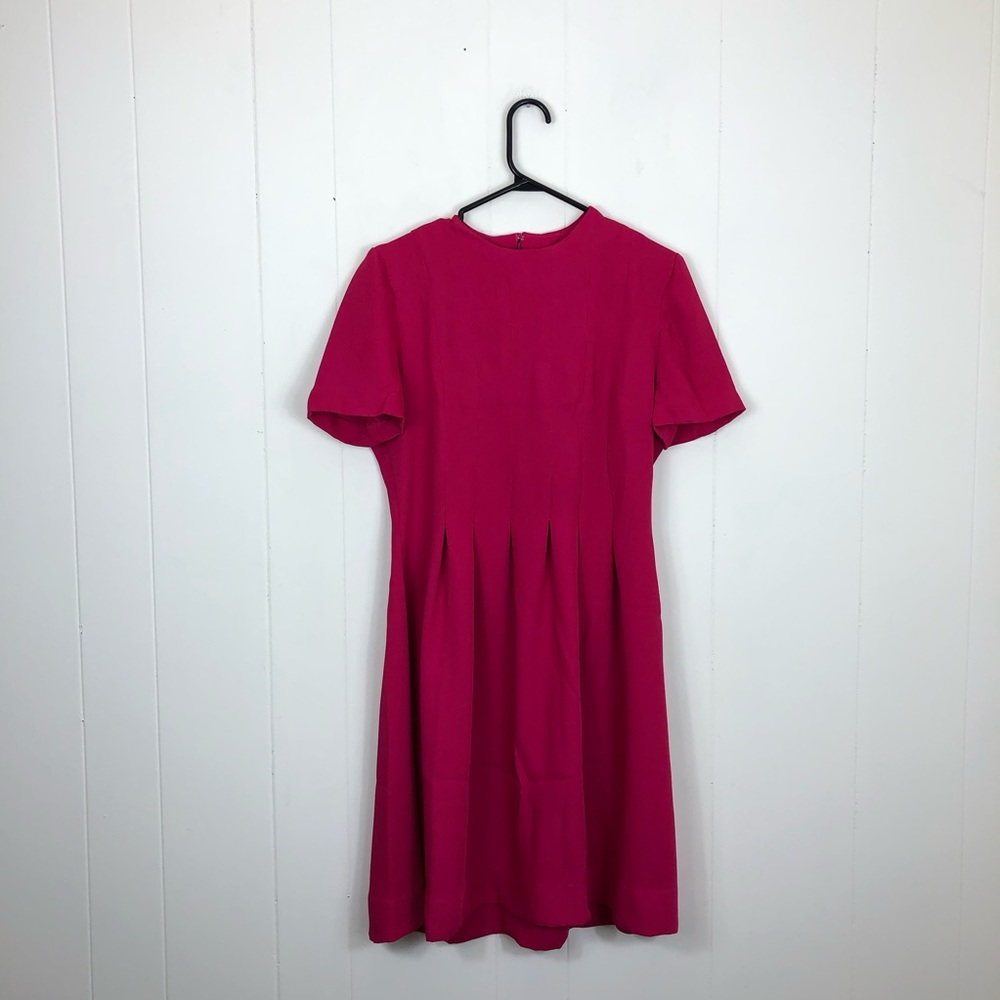 Vintage Hot Pink Pleated Dress‎ Sz M